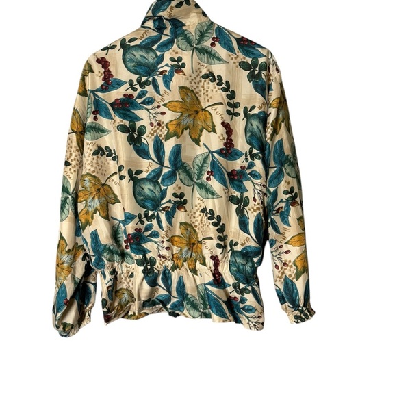 Vintage East West Silks 100% Silk Full Zip Jacket with Fall Vibes- Size Medium - Picture 3 of 6